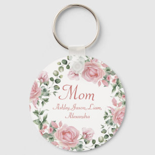 Benutzerdefinierte Mama Rosa Rosen Floral 4 bis 8  Schlüsselanhänger