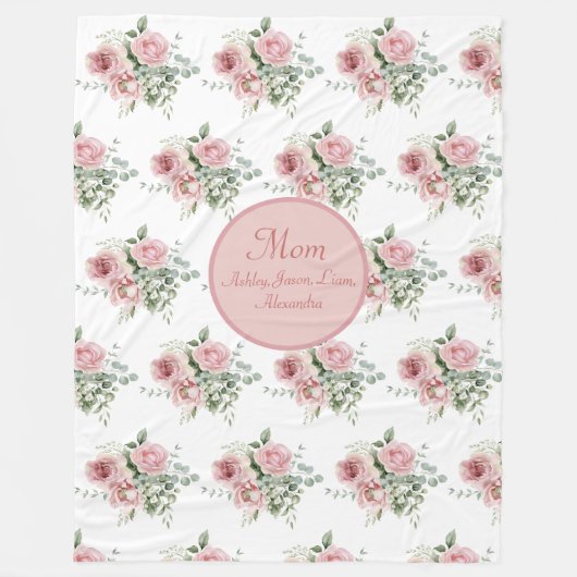Benutzerdefinierte Mama Rosen Rosen Blumenmuster 4 Fleecedecke (Vorderseite)