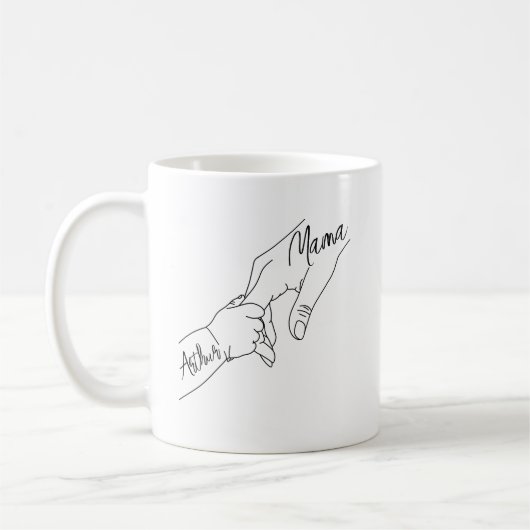 Benutzerdefinierte Mama und Kinder halten Händchen Kaffeetasse (Links)