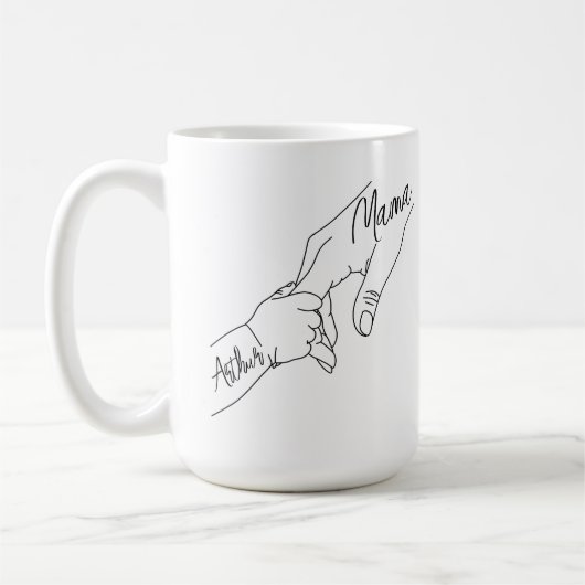 Benutzerdefinierte Mama und Kinder halten Händchen Kaffeetasse (Links)