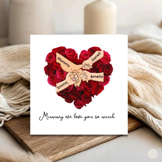 Benutzerdefinierte Mama von Kinder Liebe Herz Mutt Karte