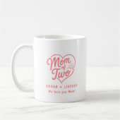 Benutzerdefinierte Mama von zwei Herzen Kaffeetasse (Links)