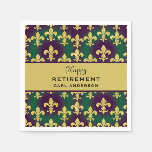 Benutzerdefinierte Mardi Gras Ruhestandsfeier Serviette (Vorderseite)