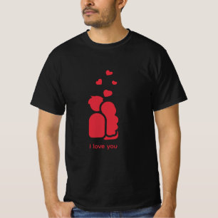 Benutzerdefinierte Marke Rot Schwarz Einfaches Paa T-Shirt