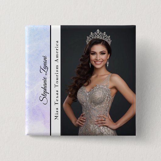 Benutzerdefinierte Marmor-Pageant-Schärpe-Foto-But Button (Vorderseite)