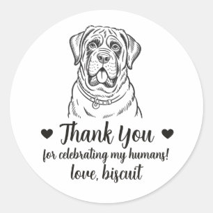 Benutzerdefinierte Mastiff-Hund-Hochzeitsgeschenk- Runder Aufkleber