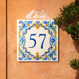 Benutzerdefinierte mediterrane Azulejo-Hausnummern Fliese