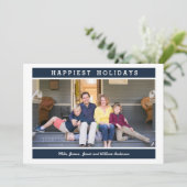 Benutzerdefinierte Meldung | Blau | Weihnachts-Fot Einladung (Stehend Vorderseite)