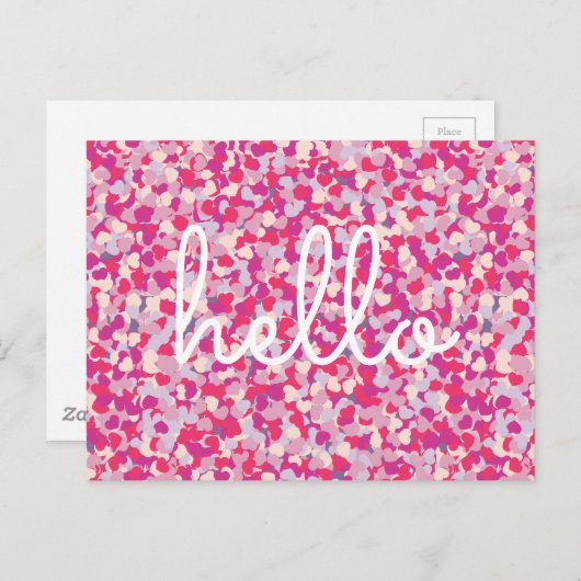 Benutzerdefinierte Meldung für mehrfarbiges Herz Postkarte (Vorne/Hinten)