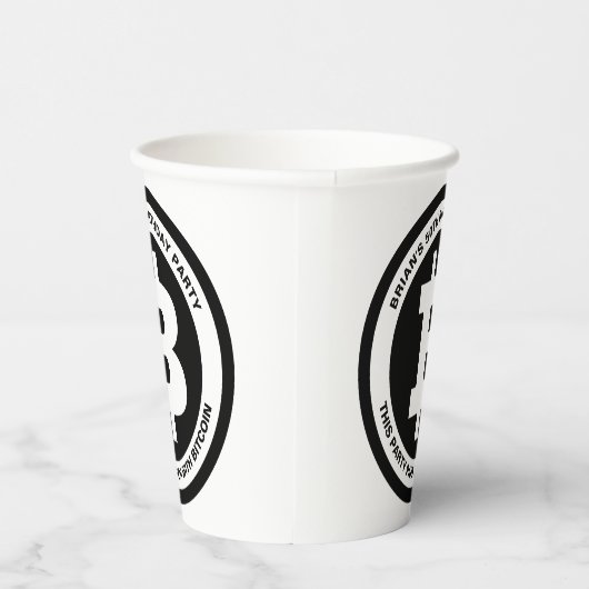 Benutzerdefinierte Meldung für Schwarzweiß-Bitcoin Pappbecher (Rechts)