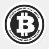 Benutzerdefinierte Meldung für Schwarzweiß-Bitcoin Runder Aufkleber (Vorderseite)
