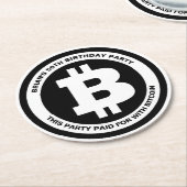 Benutzerdefinierte Meldung für Schwarzweiß-Bitcoin Runder Pappuntersetzer (Angewinkelt)