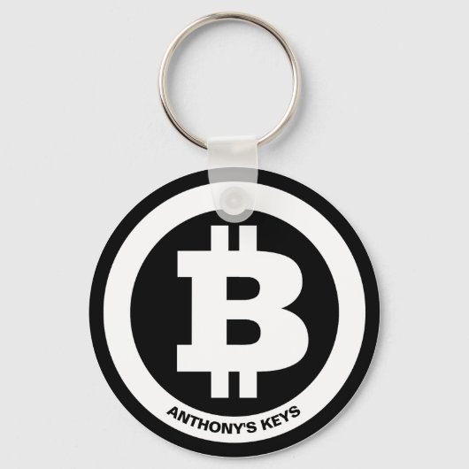 Benutzerdefinierte Meldung für Schwarzweiß-Bitcoin Schlüsselanhänger (Vorderseite)