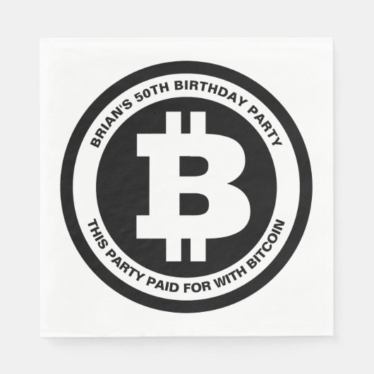 Benutzerdefinierte Meldung für Schwarzweiß-Bitcoin Serviette (Vorderseite)