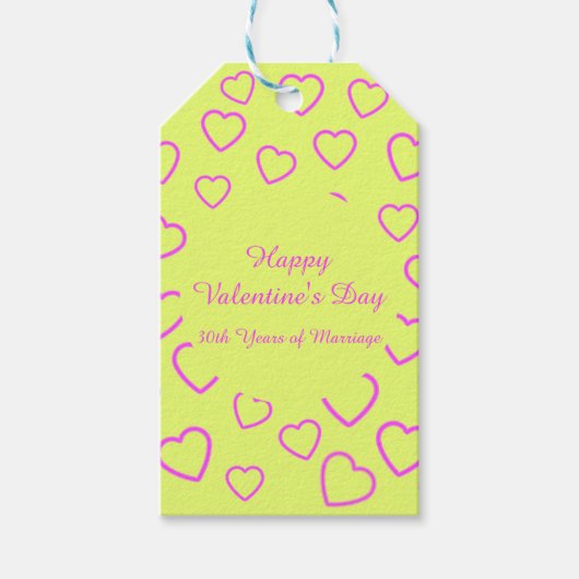 Benutzerdefinierte Meldung "Gelb und Rosa Herzmust Geschenkanhänger (Vorderseite)