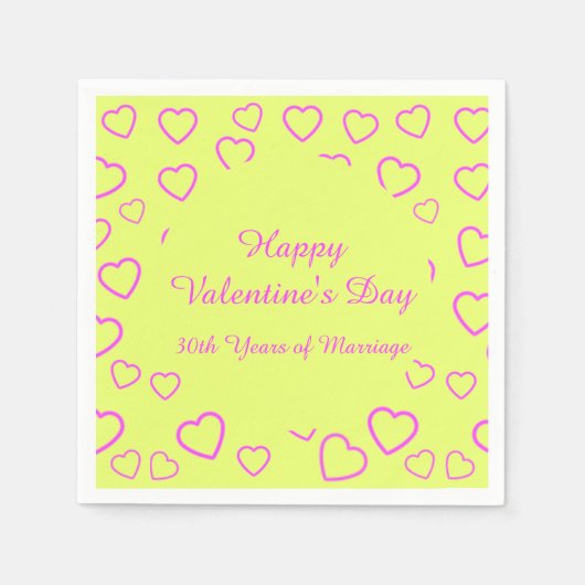 Benutzerdefinierte Meldung "Gelb und Rosa Herzmust Serviette (Vorderseite)