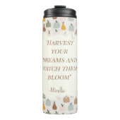 Benutzerdefinierte Meldung/Name Wasserfarbenkürbis Thermosbecher (Vorderseite)