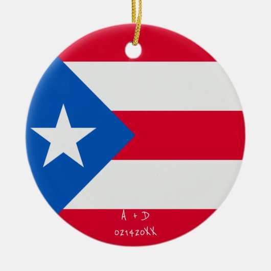 Benutzerdefinierte Meldung Puerto Rico Flag Keramik Ornament (Vorne)