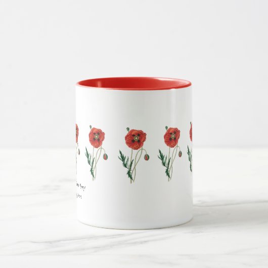 Benutzerdefinierte Meldung Roter Mohnmohn August B Tasse (Zentrum)