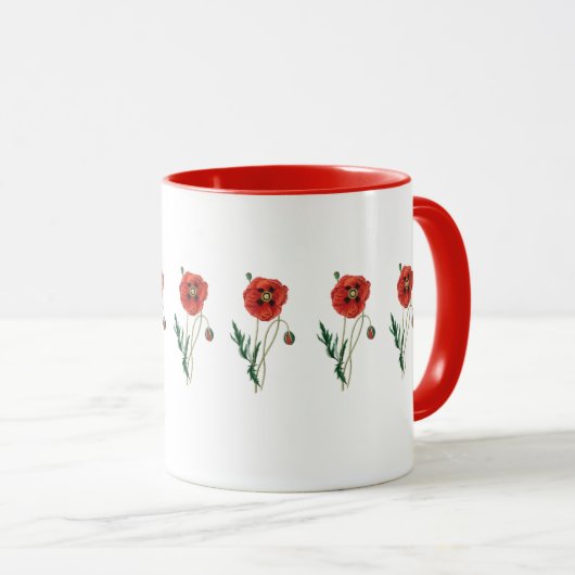 Benutzerdefinierte Meldung Roter Mohnmohn August B Tasse (VorderseiteRechts)