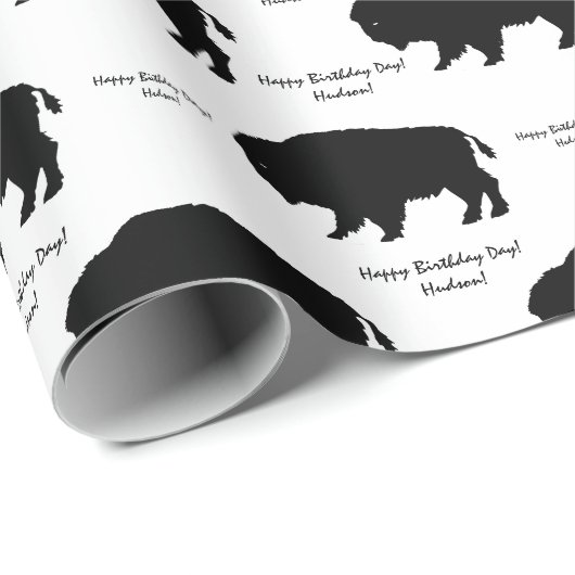 Benutzerdefinierte Meldung "Schwarz und Weiß" Buff Geschenkpapier (Rolleneckpunkt)