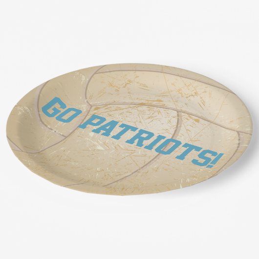 Benutzerdefinierte Meldung stört Volleyball Pappteller (Schrägansicht)