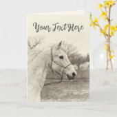 Benutzerdefinierte Meldung Vintages Weißpferd Karte (Gelbe Blume)