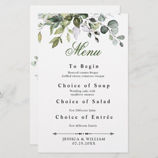 Benutzerdefinierte Menükarte (Vorne/Hinten)