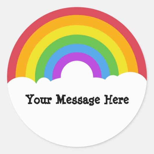 Benutzerdefinierte Message Rainbow und Wolken Runder Aufkleber (Vorderseite)