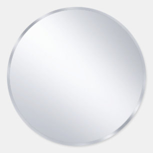 Benutzerdefinierte Metallic Silber Leere Moderne V Runder Aufkleber