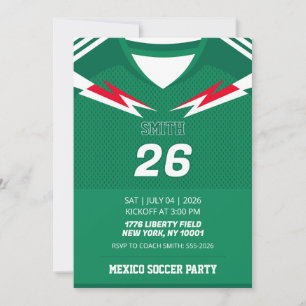 Benutzerdefinierte mexikanische Fußballtrikot-Gebu Einladung