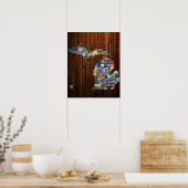 Benutzerdefinierte Michigan-Lizenzplakette Karte/ Poster (Küche)