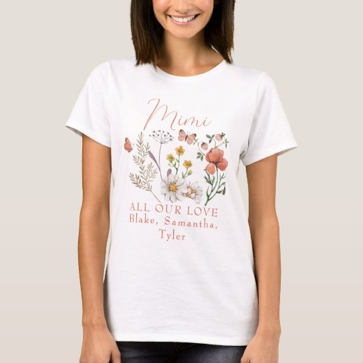 Benutzerdefinierte Mimi-Wildblumen T-Shirt (Vorderseite)