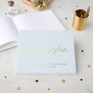 Benutzerdefinierte minimalistische blaue Babyparty Gästebuch
