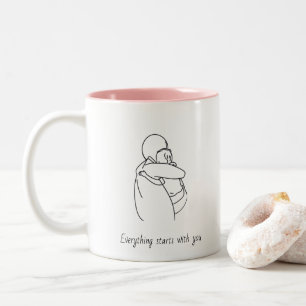 Benutzerdefinierte minimalistische Mutter-Kind-Lin Zweifarbige Tasse