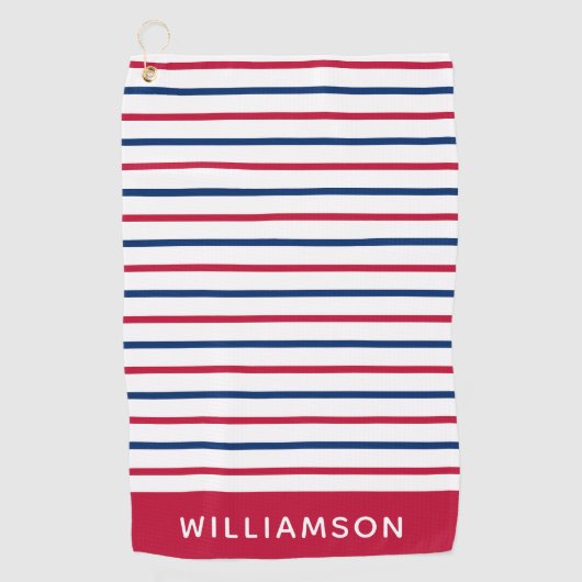 Benutzerdefinierte Minimalistische Rot- und Blaust Golfhandtuch (Vorderseite)