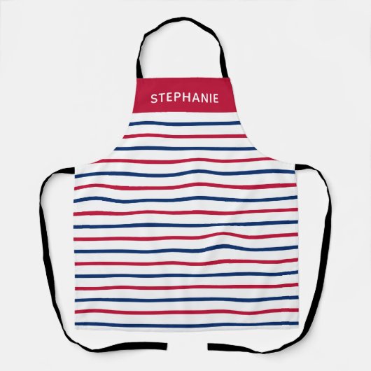 Benutzerdefinierte Minimalistische Rot- und Blaust Schürze (Vorderseite)