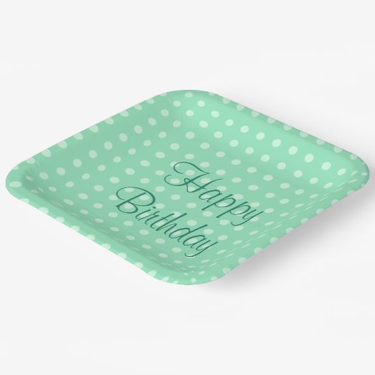 Benutzerdefinierte Mint Grüne Vorlage glücklich Ge Pappteller (Gewinkelt)
