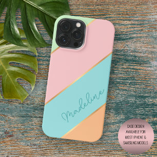 Benutzerdefinierte Mintgrün Türkisblau Rosarot Art iPhone 16 Pro Max Hülle