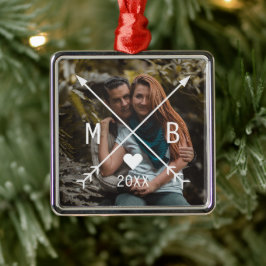 Benutzerdefinierte Mit Monogramm Liebe Herzpfeile  Ornament Aus Metall