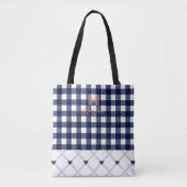 Benutzerdefinierte Mit Monogramm Navy Blue Checker Tasche (Vorderseite)