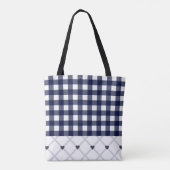 Benutzerdefinierte Mit Monogramm Navy Blue Checker Tasche (Rückseite)