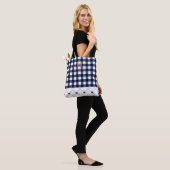 Benutzerdefinierte Mit Monogramm Navy Blue Checker Tasche (Am Model)