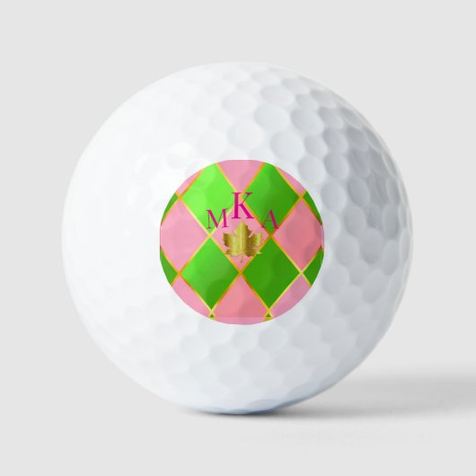 Benutzerdefinierte Mit Monogramm Rosa und grüne Ra Golfball (Vorderseite)
