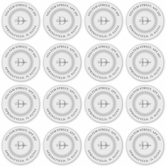 Benutzerdefinierte Mit Monogramm Rücksendeadresse  Aufkleber (Vorderseite)