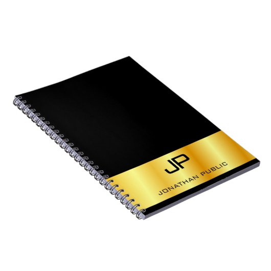 Benutzerdefinierte Mit Monogramm Schwarz-Gold-Vorl Notizblock (Rechte Seite)