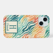 Benutzerdefinierte Mit Monogramm Wasserfarbe Gemus iPhone 15 Hülle (Rückseite (Horizontal))