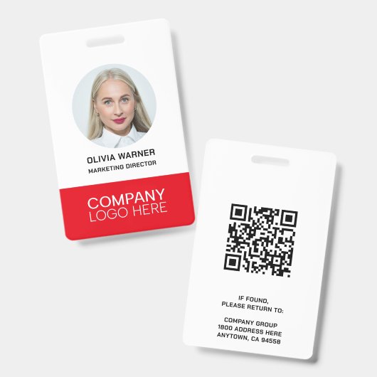 Benutzerdefinierte Mitarbeiter-Foto-ID mit QR-Code Ausweis (Vorder- & Rückseite)