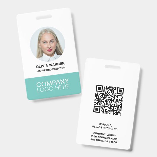 Benutzerdefinierte Mitarbeiter-Foto-QR-Code-Logo i Ausweis (Vorder- & Rückseite)
