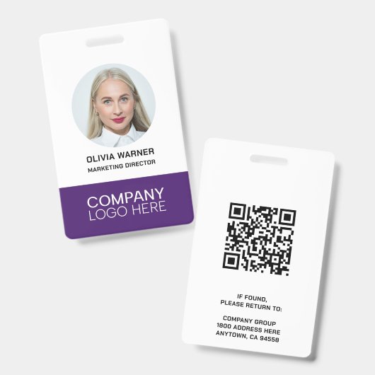 Benutzerdefinierte Mitarbeiter-Foto-QR-Code-Logo P Ausweis (Vorder- & Rückseite)